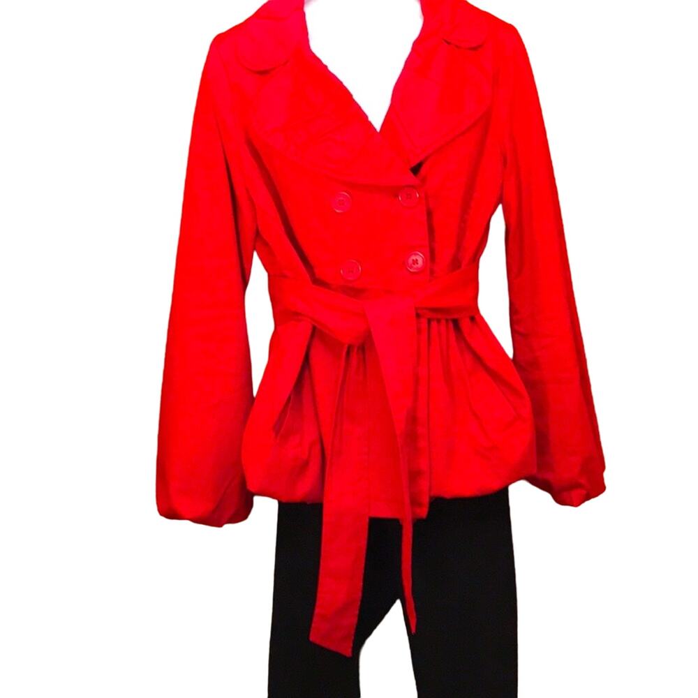 C Magic  Red Cotton Blend Red Jacket. L